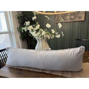 Rare Lumbar Heavyweight Linen Blend Throw Pillow Light Gray - Casaluna: NEW 48”